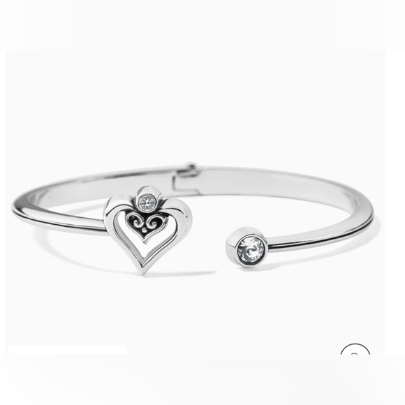 Brighton Jewelry - New Brighton Alcazar Silver Heart Bracelet with Crystal Accents